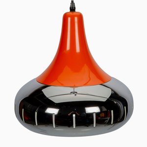 Space Age Orange & Chrome Pendant Lamp