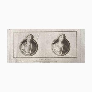 Bustes Romains Antiques, Gravure à l'Eau-Forte, Fin 18ème Siècle
