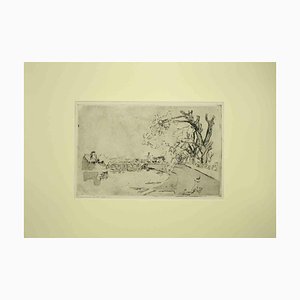 View of Rome, Original Etching on Paper, 1960