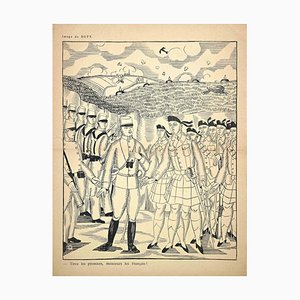 Grabado en madera original de Raoul Dufy, Tirez Les Premiers, principios del siglo XX