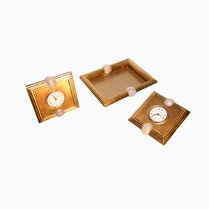 Clocks and Tray by Tommaso Barbi, 1970s, Set of 3