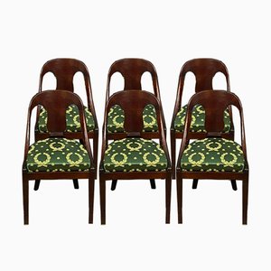 Gondola Empire Mahogany Chairs, 1900s, Set of 6