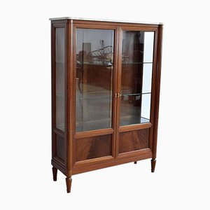 Louis XVI Style Showcase Cabinet in Solid Mahogany, Late 19th Century