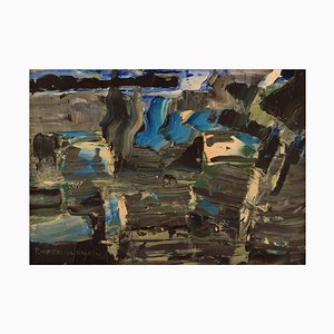 Rolf Erling Nygren (1925-2010, Suède), Huile sur Panneau, Composition Abstraite