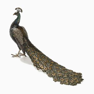 Vienna Bronze Peacock from Workshop Bermann, Early 20th Century