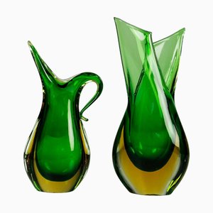 Vasi vintage in vetro di Murano sommerso di Flavio Poli per Seguso, anni '50 o '60, set di 2