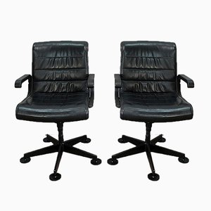 Leather Office Chairs attributed to Richard Sapper for Knoll Inc. / Knoll International, 1979, Set of 2