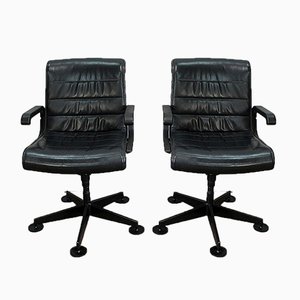 Set of Leather Office Chairs attributed to Richard Sapper for Knoll Inc. / Knoll International, 1979