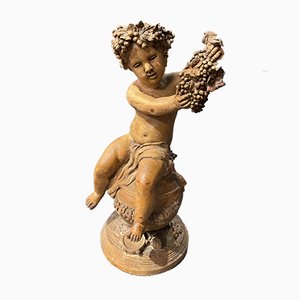 Terracotta Statue of Child with Grapes