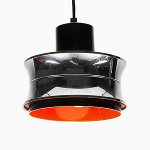 Scandinavian Orange Pendant Lamp in Chrome