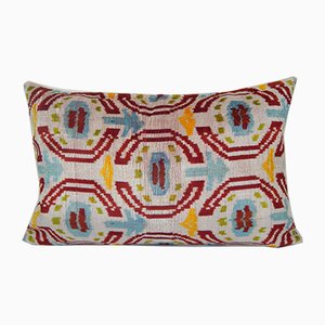 Square Uzbek Ikat Patchwork Cushion Cover