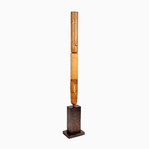 Wooden Totem ViI Sculpture by Rolf Hans for the Work Group Poetry of Things, 1988