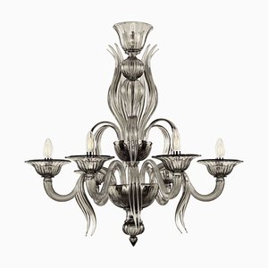 Art Nouveau Fauve Chandelier in Gray Blown Murano Glass from Barovier & Toso, 1920s