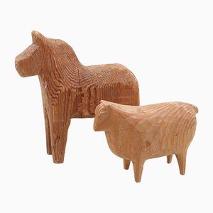 Cheval et Mouton de Dalécarlie, 1850s, Set de 2