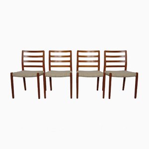 Danish Teak & Wool 85 Dining Chairs by Niels Otto Møller for J.L. Møllers, 1960s, Set of 4