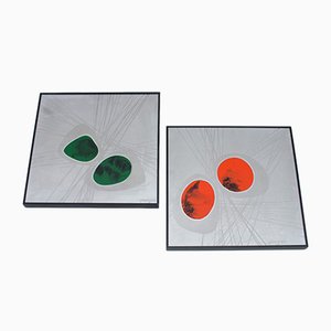 Platos de pared de aluminio y esmalte de Jung, Germany, 1977. Juego de 2