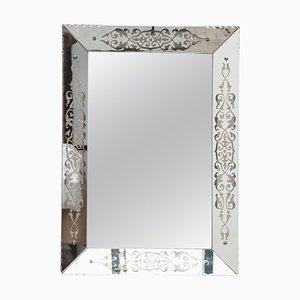 Art Deco Rectangular Faceted Wall Hanging Mirror