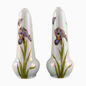 Antique Art Nouveau Vases in Porcelain from Heubach Germany, Set of 2