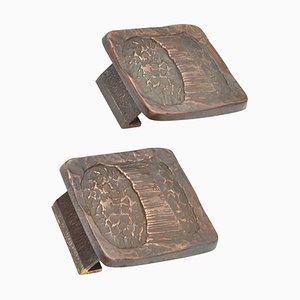 Brutalistische Türgriffe aus Bronze, 2er Set