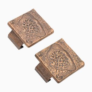 Square Bronze Push and Pull Door Handles, Set of 2