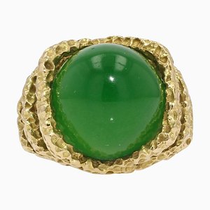 Bague en or jaune 18 carats ciselé chrysoprase 18 carats