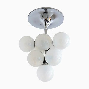 Mid-Century Tulipan Chandelier in Glass and Chrome by E. R. Nele for Temde, 1960s