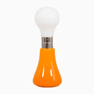 Lámpara de pie Brillo de cristal de Murano blanco y naranja de Carlo Nason para Mazzega, Italy, años 60