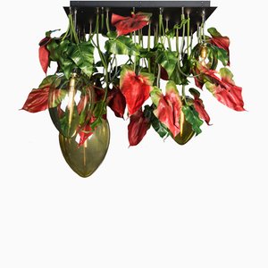 Flower Power Red Anthurium & Egg Lamps Chandelier from VGnewtrend, Italy