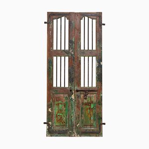 19th Century Indian Window or Door Shutters with Metal Bars, Set of 2