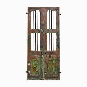 Indische Fenster- oder Türläden mit Metallstangen, 19. Jh., 2er Set