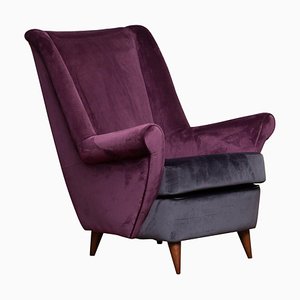 Lounge Chair in Magenta by Gio Ponti for ISA Bergamo, Italy, 1950s