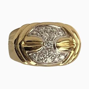 18 Karat Yellow Gold Damiani Vintage Ring with 0.35 Carat Diamonds