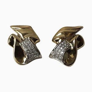 1.00 Carat Diamonds on 18 Karat Yellow and White Gold Clip Earrings, Set of 2