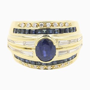 1.50 Carat Sapphire with Diamonds and Sapphires Ring