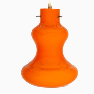 Orangefarbene Sanduhr Hängelampe aus Glas von Peil & Putzler
