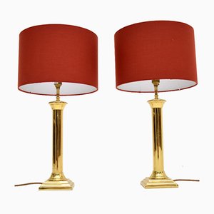 Vintage Solid Brass Table Lamps , Set of 2
