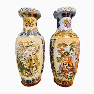 Chinese Vases Depicting Meeting in the Garden, Set of 2