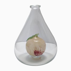 Vase en Verre de Murano avec Fruit en Verre Pulegoso Attribué à Napoleone Martinuzzi