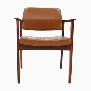 Leather Palisander Side or Desk Chair, Denmark, 1960s