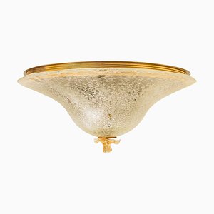 Flush Mount with Clear and Gold Brown Murano Glass from Barovier & Toso, Italy