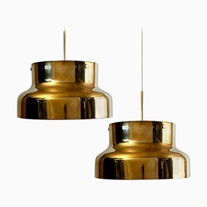 Golden Solid Brass Bumling by Anders Pehrson for Atelje Lantern, 1960s, Set of 2