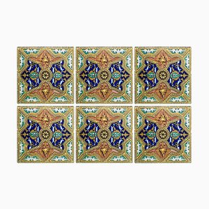 Antique Ceramic Tile, Onda, Spain Valencia, 1900s, Set of 6
