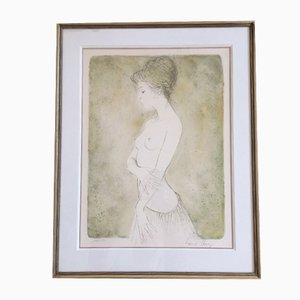 Lithograph, Naked Lady with Skirt, Bernard Chang, 1970s