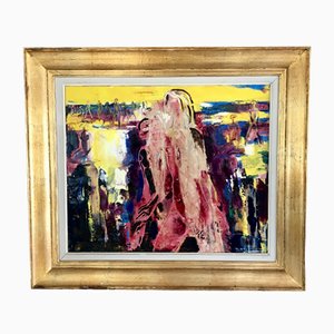 Composición abstracta de mujeres, pintura sobre lienzo, Paul Daxhelet, Bélgica, años 60