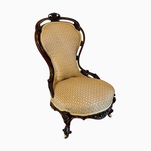 Chaise Victorienne en Noyer Sculpté