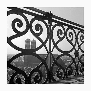 View to Munich Frauenkirche Church with Railing, Germany 1938