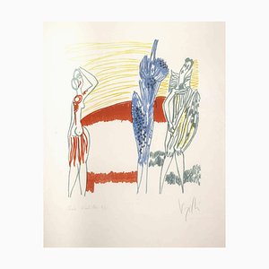 Antonio Vangelli, Three Colored Figures, Lithograph, 1970s
