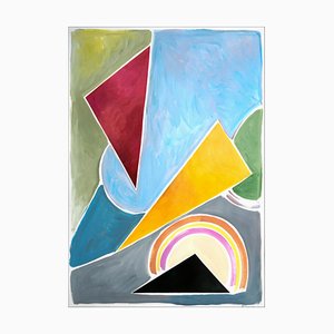 Constructivist Triangles in Pastel Primary Tones, Abstract Geometric Shapes, 2021