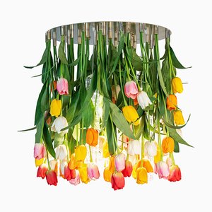 Lámpara de araña Flower Power grande redonda con tulipa de Vgnewtrend, Italia
