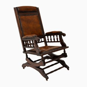 Antique Victorian Leather Rocking Chair